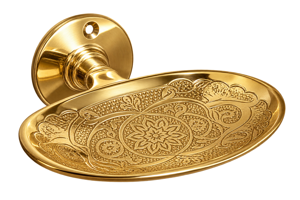Handcrafted Moroccan Engraved Brass Soap Dish – Gold Finish
