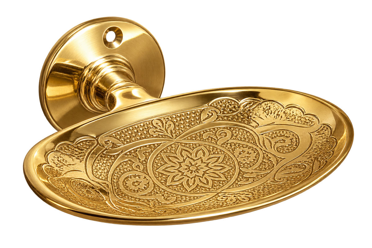 Handcrafted Moroccan Engraved Brass Soap Dish – Gold Finish