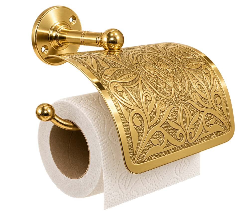 Handcrafted Moroccan Engraved Brass Toilet Paper Holder