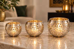 Moroccan Pierced Brass Candle Holders – Set of 3