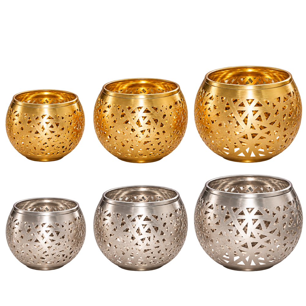 Moroccan Pierced Brass Candle Holders – Set of 3