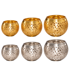 Moroccan Pierced Brass Candle Holders – Set of 3