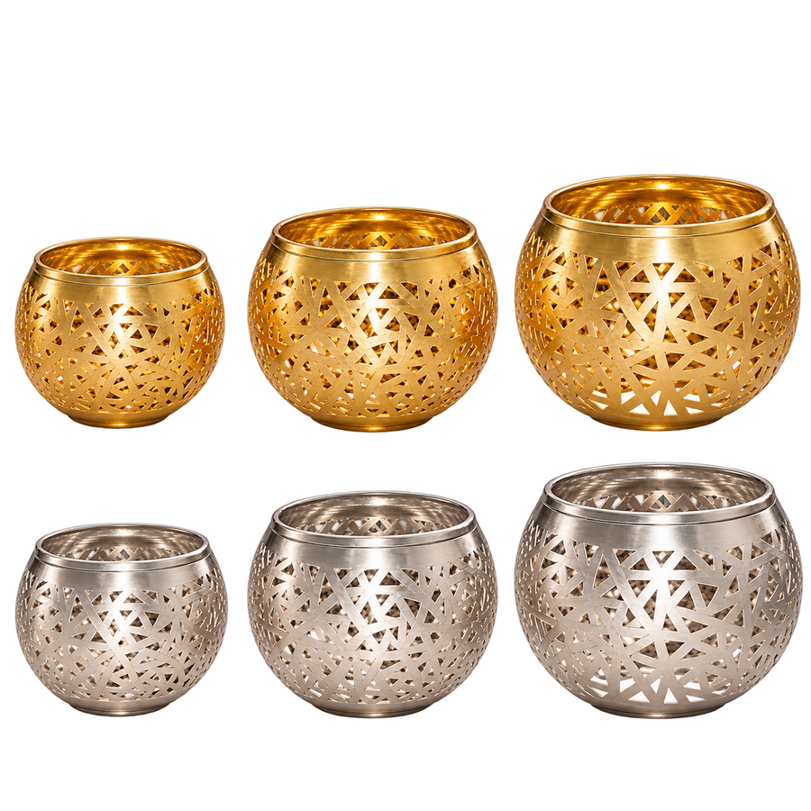 Moroccan Pierced Brass Candle Holders – Set of 3