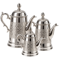 Handcrafted Moroccan Silver-Plated Brass Teapot — 250ml, 500ml & 1L
