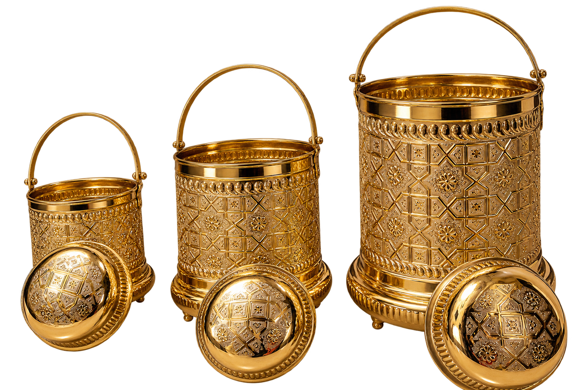 Hand-Engraved Moroccan Brass Hammam Bucket – Fès Artisan Collection