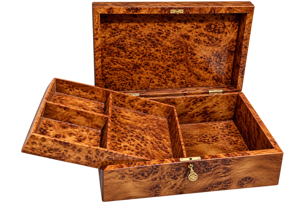 Large Moroccan Thuya Burl Jewelry Box — Handcrafted in Essaouira