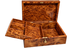 Large Moroccan Thuya Burl Jewelry Box — Handcrafted in Essaouira