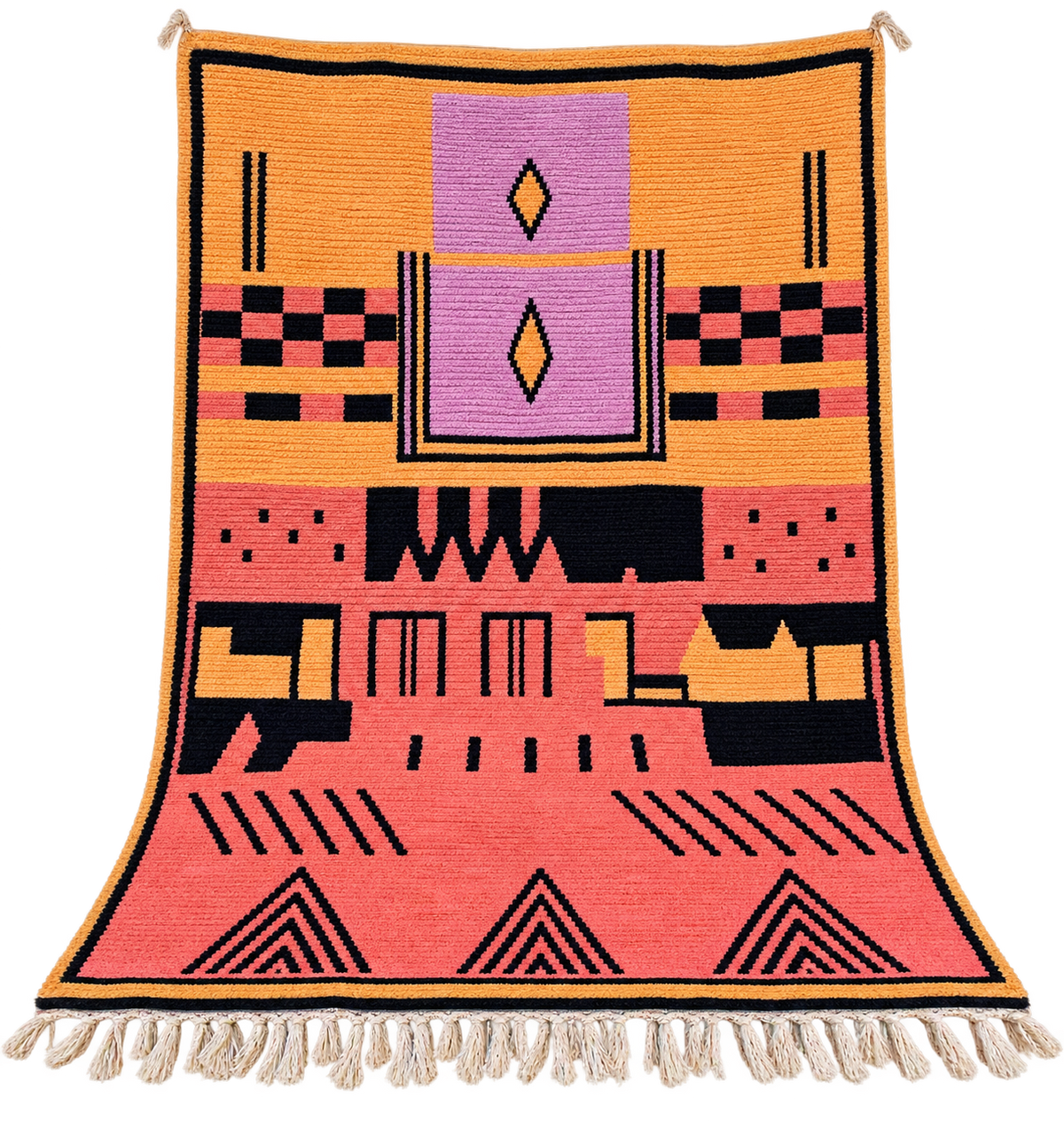 Handwoven Moroccan Boujaad Wool Rug – Abstract Amazigh Design
