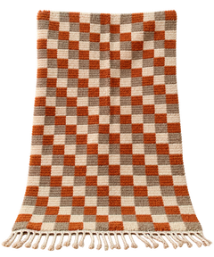 Handwoven Moroccan Checkered Wool Rug — One-of-a-Kind Artisan Piece