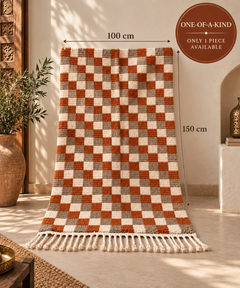 Handwoven Moroccan Checkered Wool Rug — One-of-a-Kind Artisan Piece