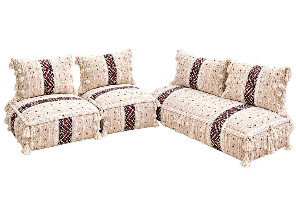 Handcrafted Moroccan Kilim Floor Sofa Set — 14-Piece Artisan Lounge