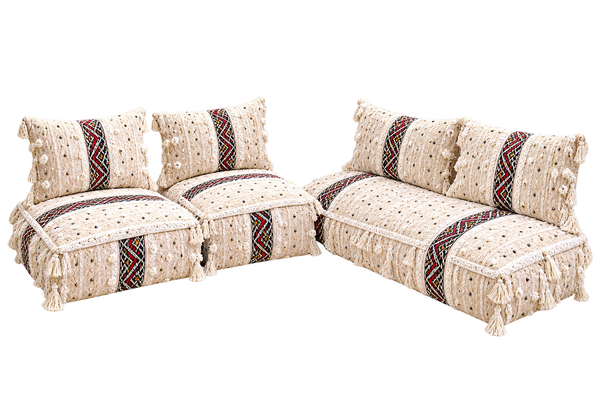 Handcrafted Moroccan Kilim Floor Sofa Set — 14-Piece Artisan Lounge