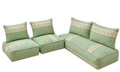 One-of-a-Kind Moroccan Berber Floor Sofa Set — Sage Green Kilim