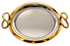 Handcrafted Moroccan Round Serving Tray – Gold & Silver – 45 cm | ARTIZAX