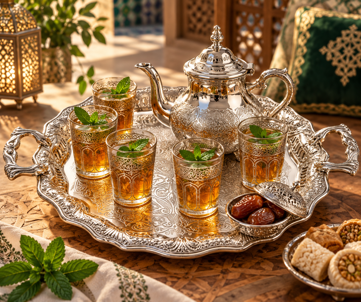 Handcrafted Moroccan Engraved Brass Serving Tray – Silver Plated – 45 cm | ARTIZAX