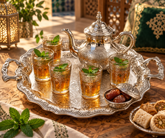 Handcrafted Moroccan Engraved Brass Serving Tray – Silver Plated – 45 cm | ARTIZAX