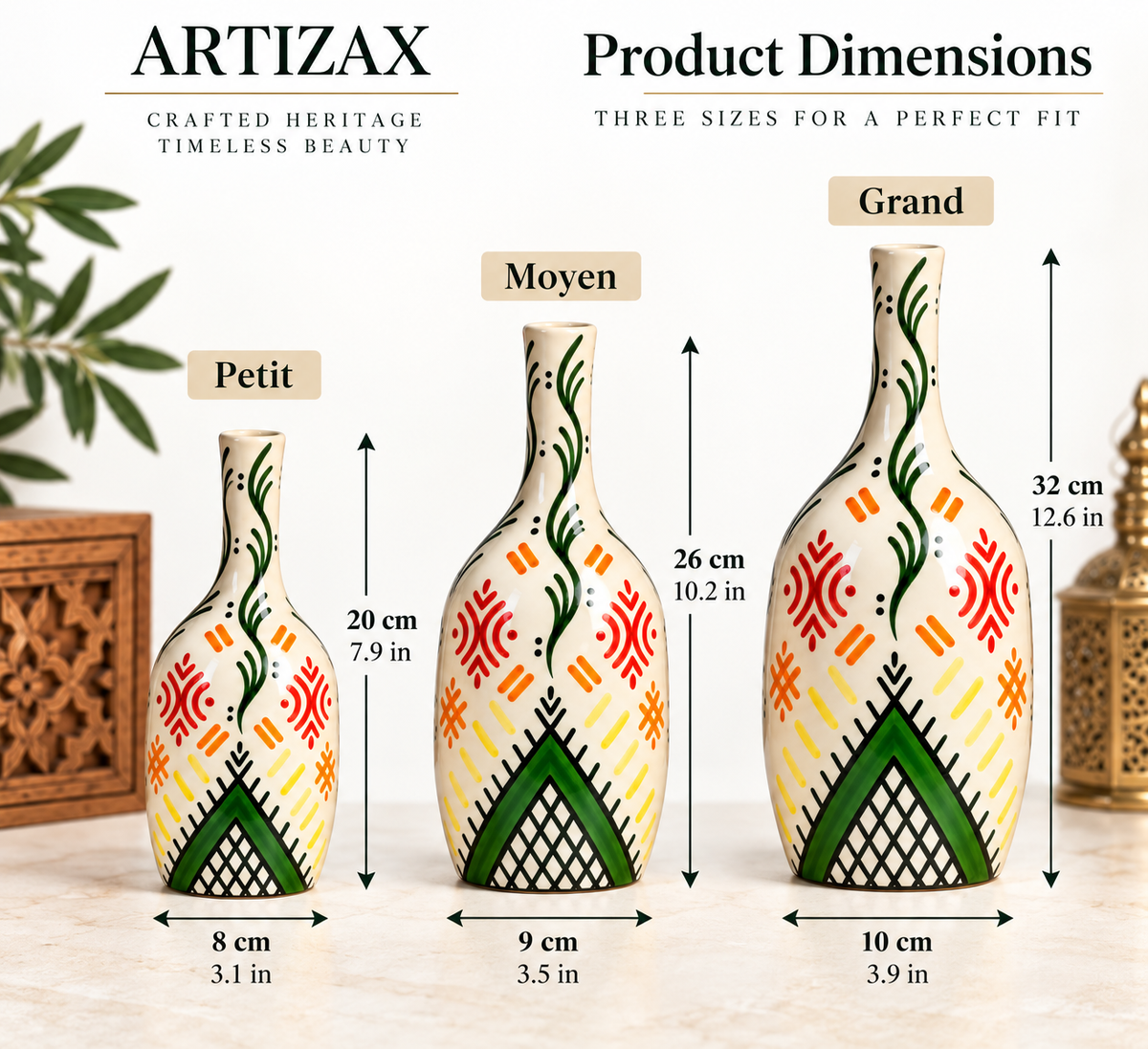 Hand-Painted Moroccan Ceramic Decorative Bottle – Custom Colors & Personalization