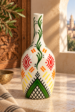 Hand-Painted Moroccan Ceramic Decorative Bottle – Custom Colors & Personalization