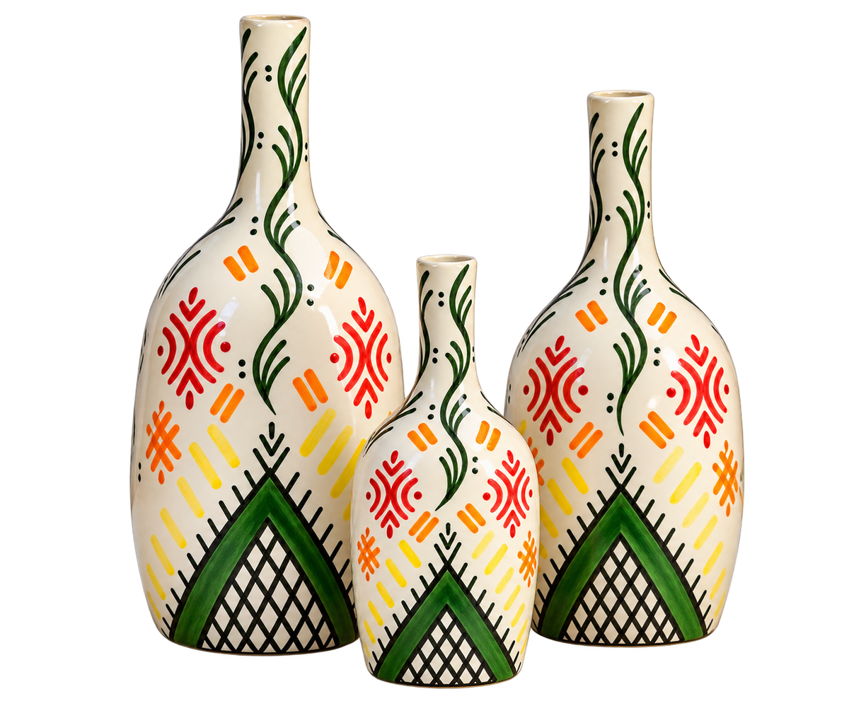 Hand-Painted Moroccan Ceramic Decorative Bottle – Custom Colors & Personalization