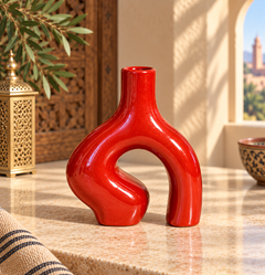 Handcrafted Moroccan Ceramic Loop Vase – Color Customizable