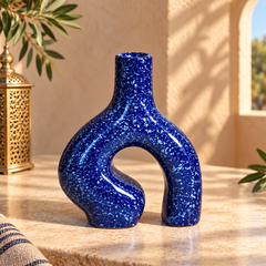Handcrafted Moroccan Ceramic Loop Vase – Color Customizable