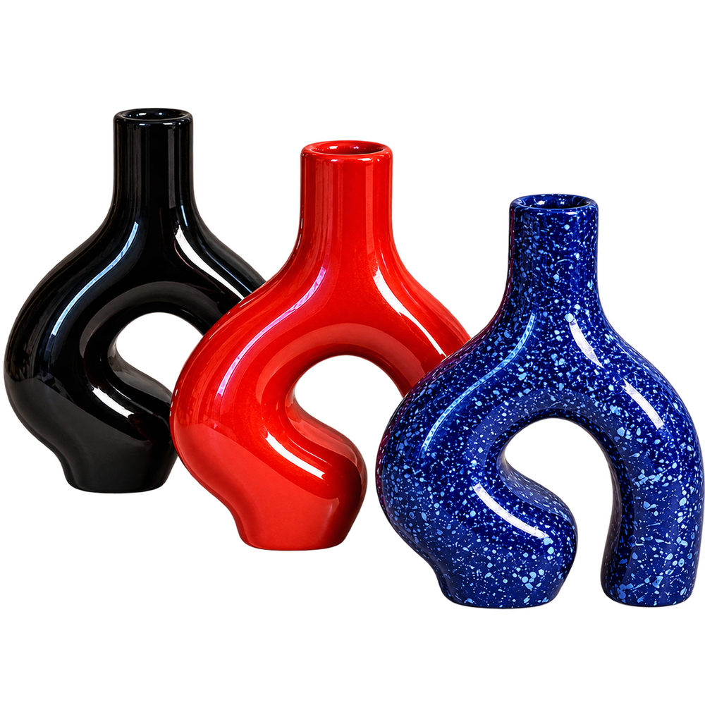 Handcrafted Moroccan Ceramic Loop Vase – Color Customizable