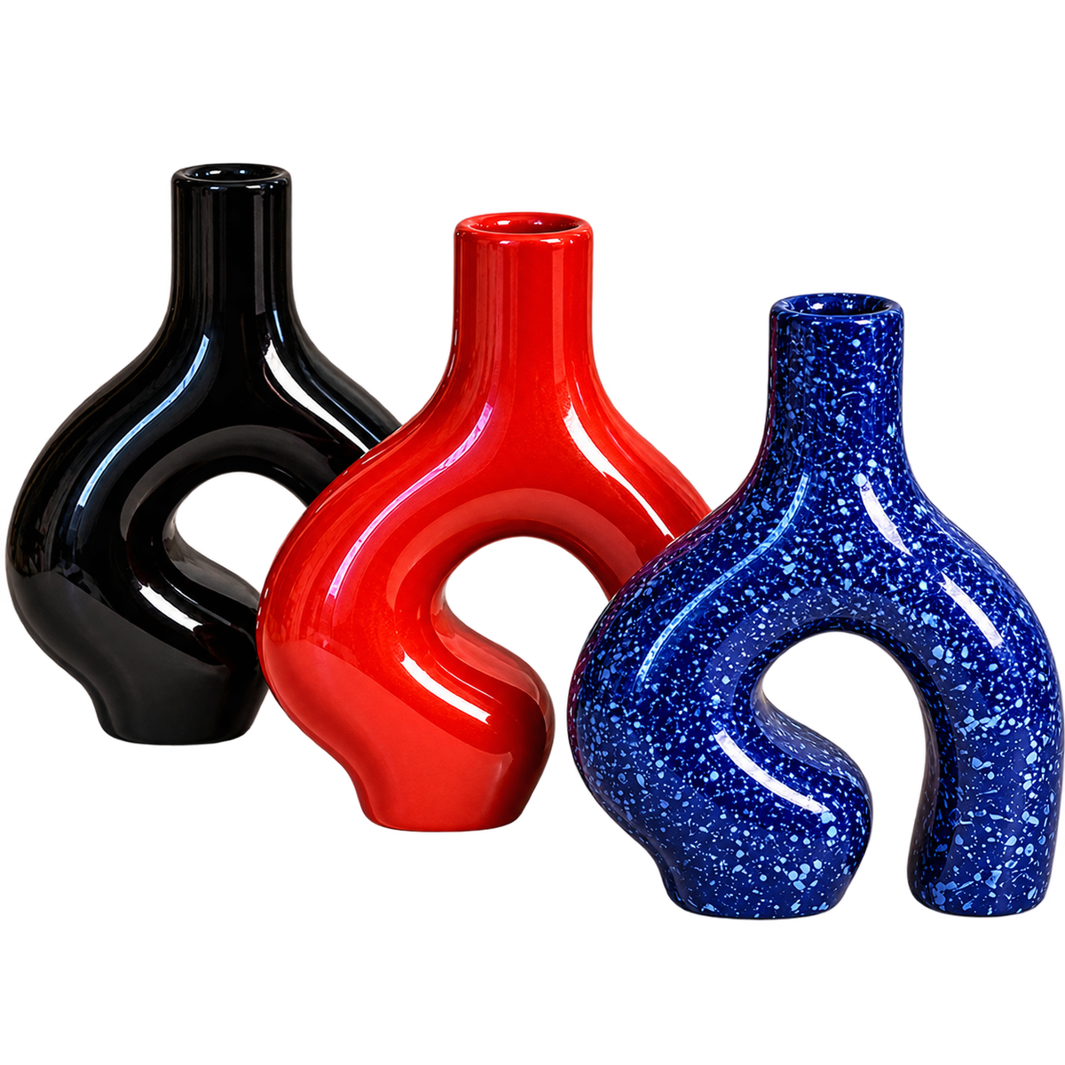 Handcrafted Moroccan Ceramic Loop Vase – Color Customizable