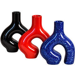 Handcrafted Moroccan Ceramic Loop Vase – Color Customizable