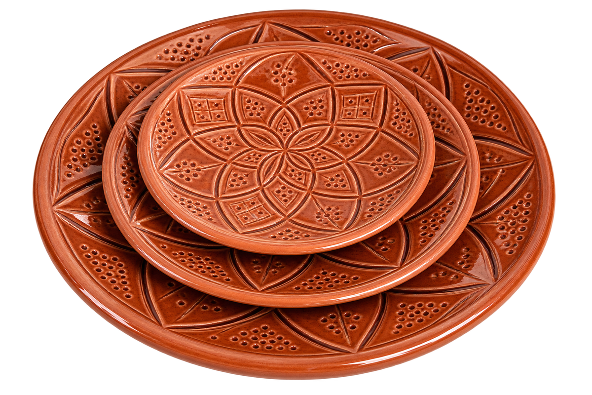 Handcrafted Moroccan Ceramic Plate Set – Set of 3 | Safi Artisan Pottery