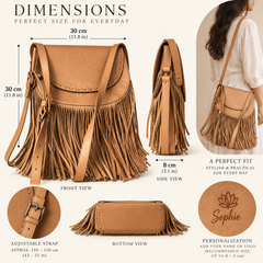 Handcrafted Moroccan Leather Fringe Bag – Personalized ARTIZAX Crossbody Bag