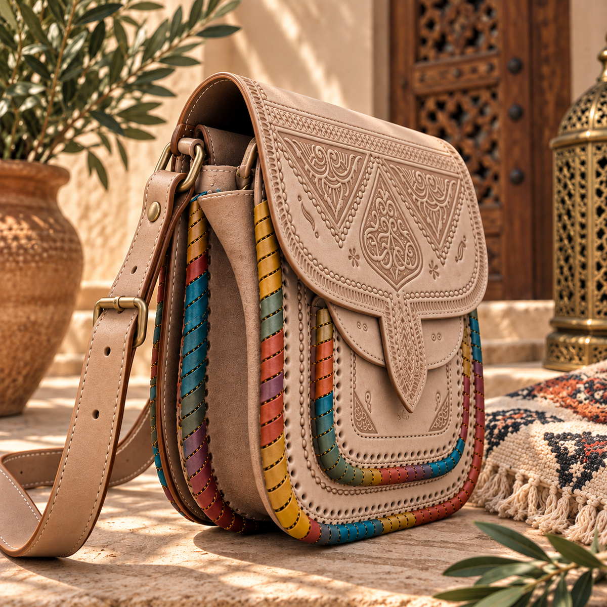 Handcrafted Moroccan Leather Crossbody Bag – Personalized Artisan Bag