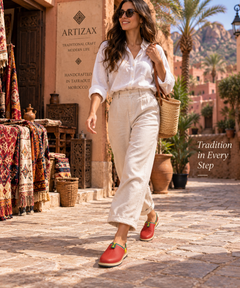 Handcrafted Moroccan Amazigh Leather Babouche – Tafraout Women’s Slippers