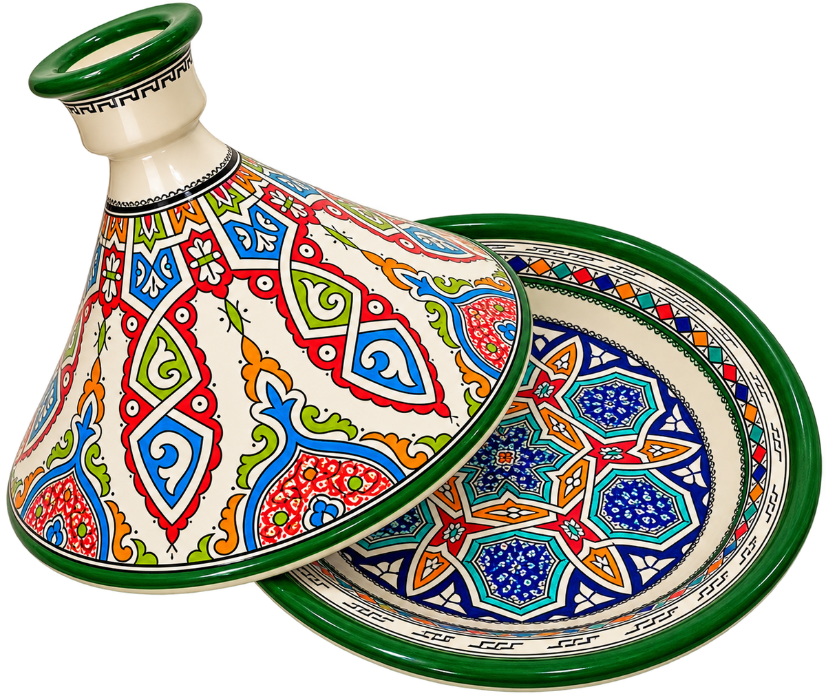 Hand-Painted Moroccan Ceramic Tagine — Artisan Decorative Piece