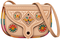 Handcrafted Moroccan Leather Crossbody Bag – Amazigh Camel & Floral Design