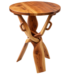 Handcrafted Moroccan Thuya Wood Side Table – Sculptural Interwoven Design