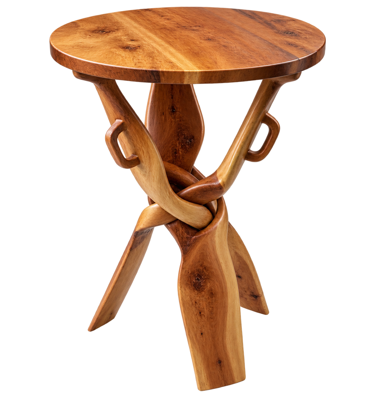 Handcrafted Moroccan Thuya Wood Side Table – Sculptural Interwoven Design