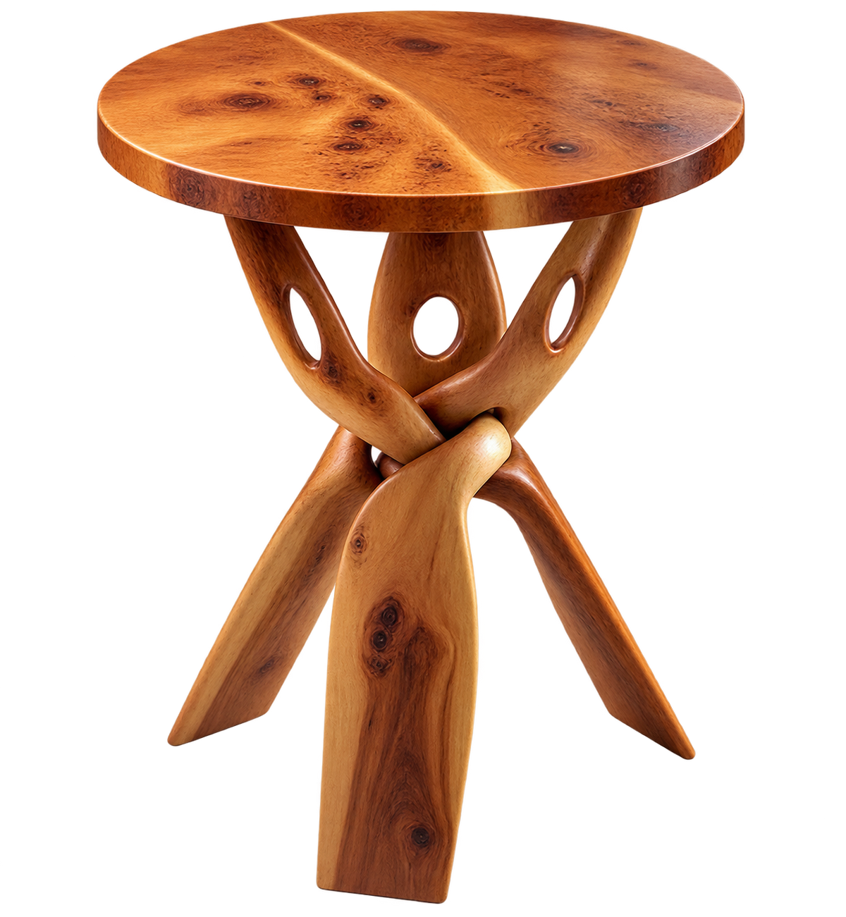 Handcrafted Moroccan Juniper Wood Side Table – 41 × 35 cm