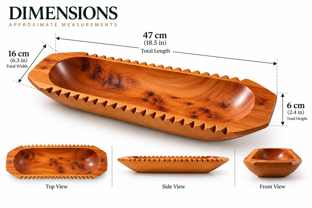Handcrafted Moroccan Thuya Wood Serving Bowl – Carved Artisan Centerpiece
