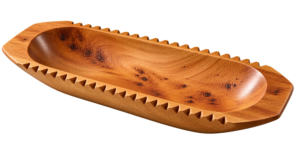 Handcrafted Moroccan Thuya Wood Serving Bowl – Carved Artisan Centerpiece