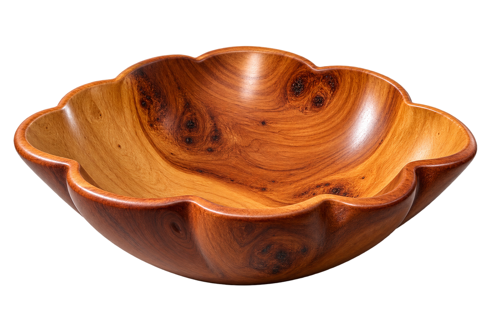 Handcrafted Moroccan Wooden Bowl – Sculptural Flower-Shaped Centerpiece