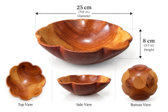 Handcrafted Moroccan Wooden Bowl – Sculptural Flower-Shaped Centerpiece