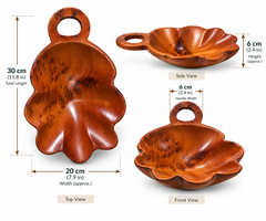 Handcrafted Moroccan Wooden Serving Bowl – Sculptural Leaf-Shaped Artisan Piece