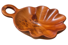 Handcrafted Moroccan Wooden Serving Bowl – Sculptural Leaf-Shaped Artisan Piece