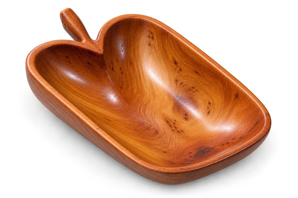 Handcrafted Moroccan Wooden Serving Bowl – Organic Artisan Bowl with Handle