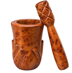 Handcrafted Moroccan Thuya Wood Mortar & Pestle – Artisan Burl Wood Set
