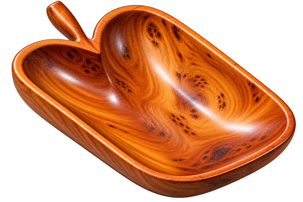 Handcrafted Moroccan Wooden Serving Bowl – Organic Artisan Bowl with Handle