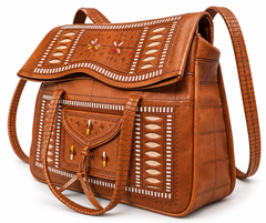 Handcrafted Moroccan Leather Shoulder Bag – Traditional Artisan Design
