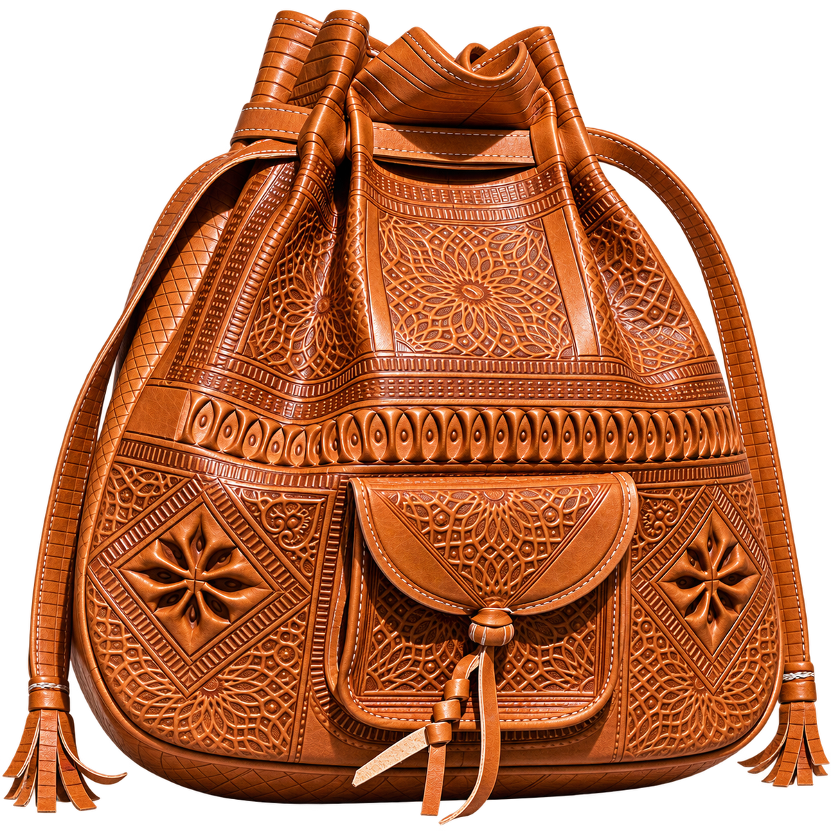 Handcrafted Moroccan Leather Backpack – Hand-Tooled Artisan Bag