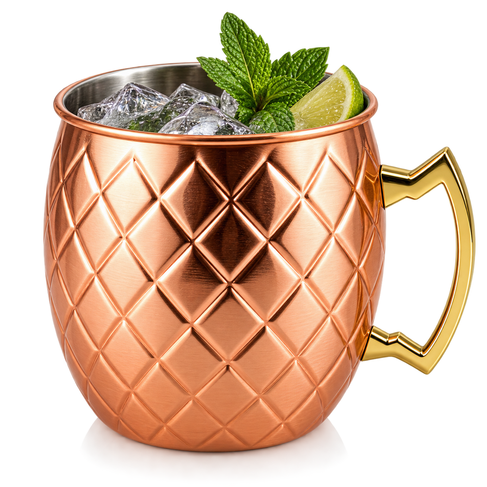 Hammered Copper Mug with Stainless Steel Interior – 500ml Insulated Drinkware