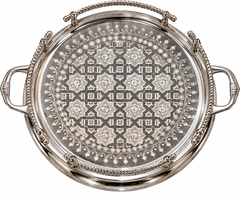 Handcrafted Moroccan Silver-Plated Brass Serving Tray – 40, 45 & 50 cm
